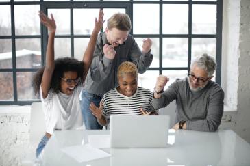 Employees celebrating