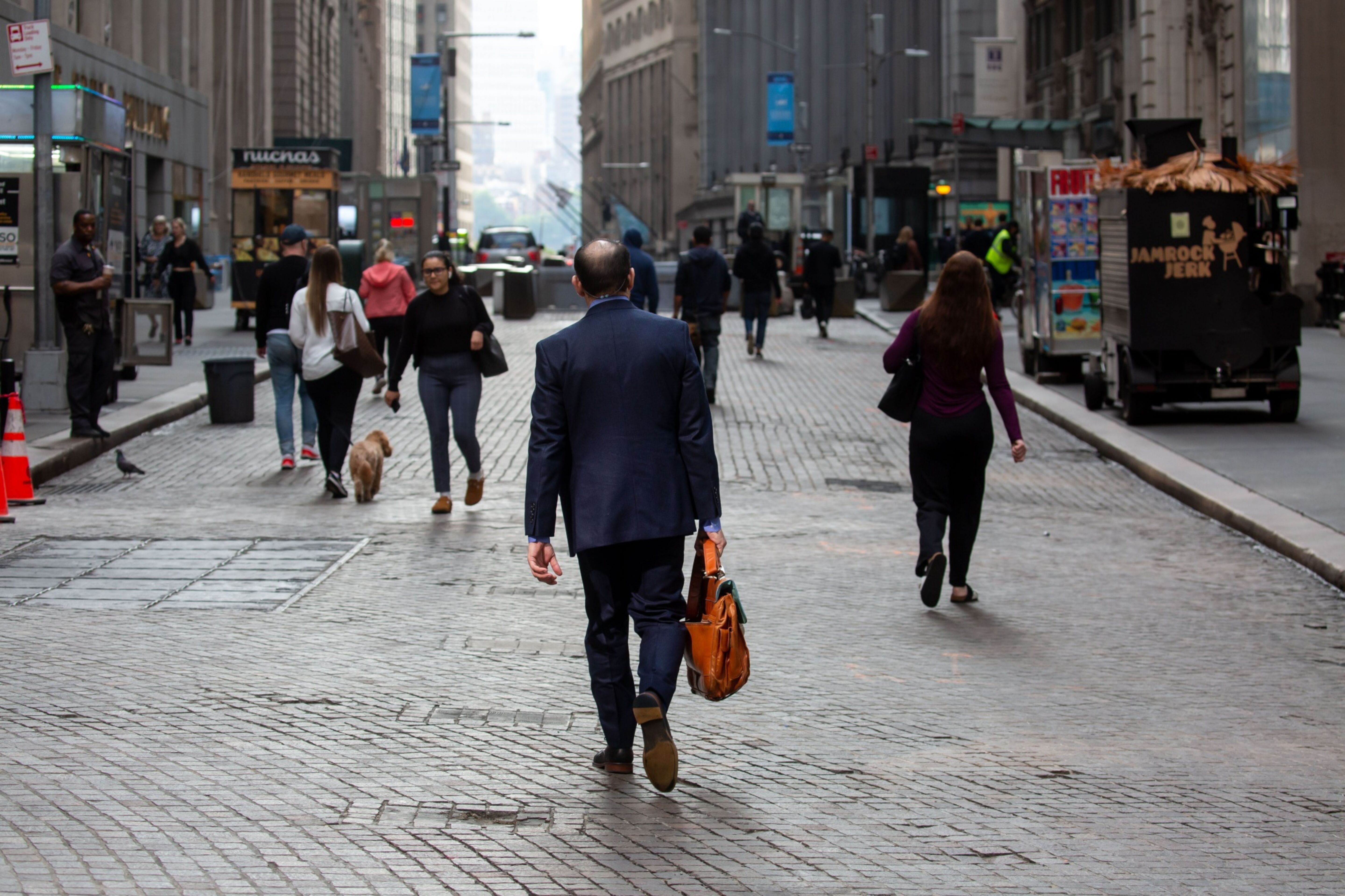 People walking in street
