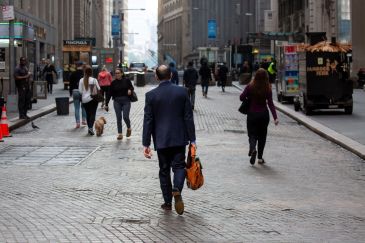 People walking in street