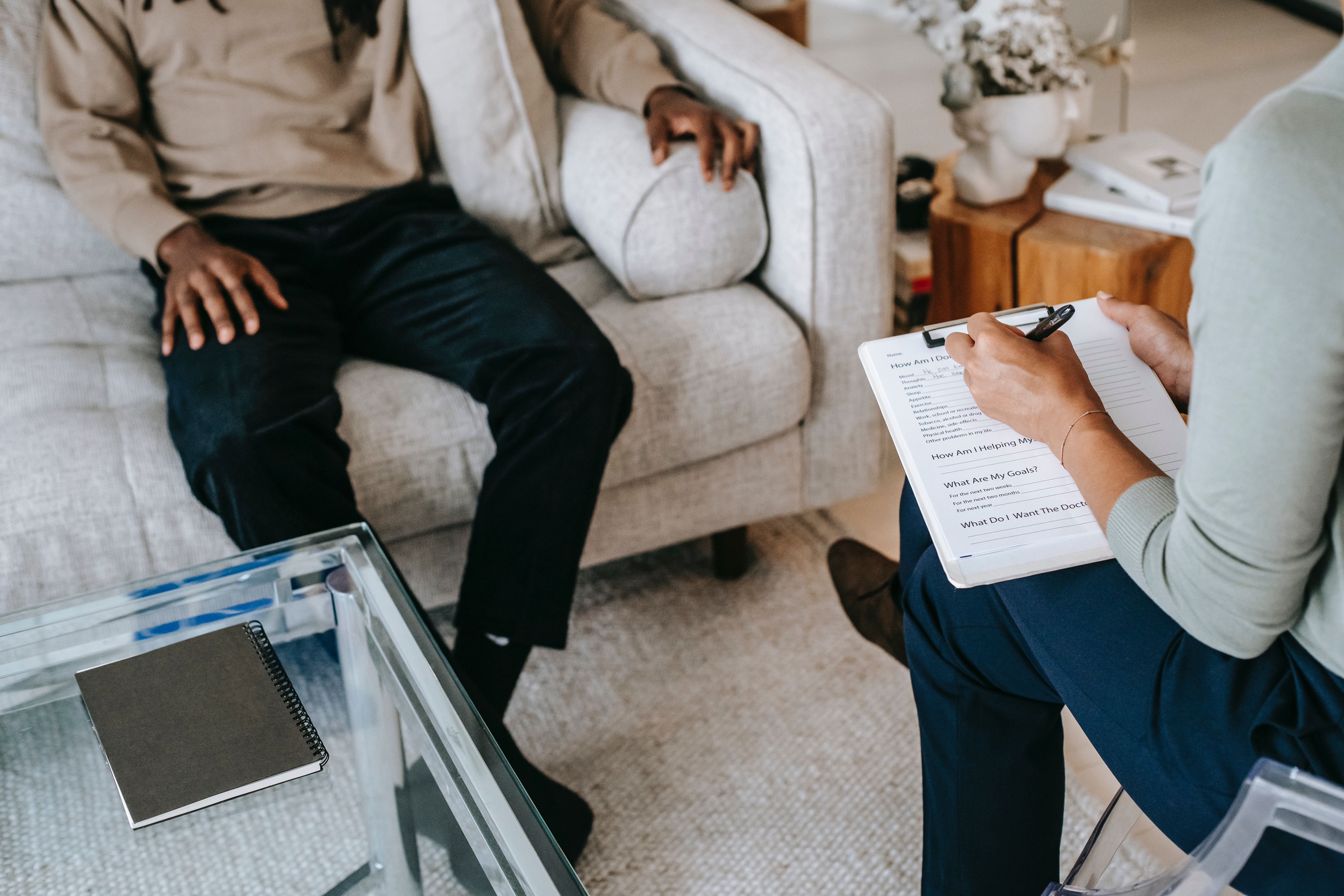 Talking in therapy office
