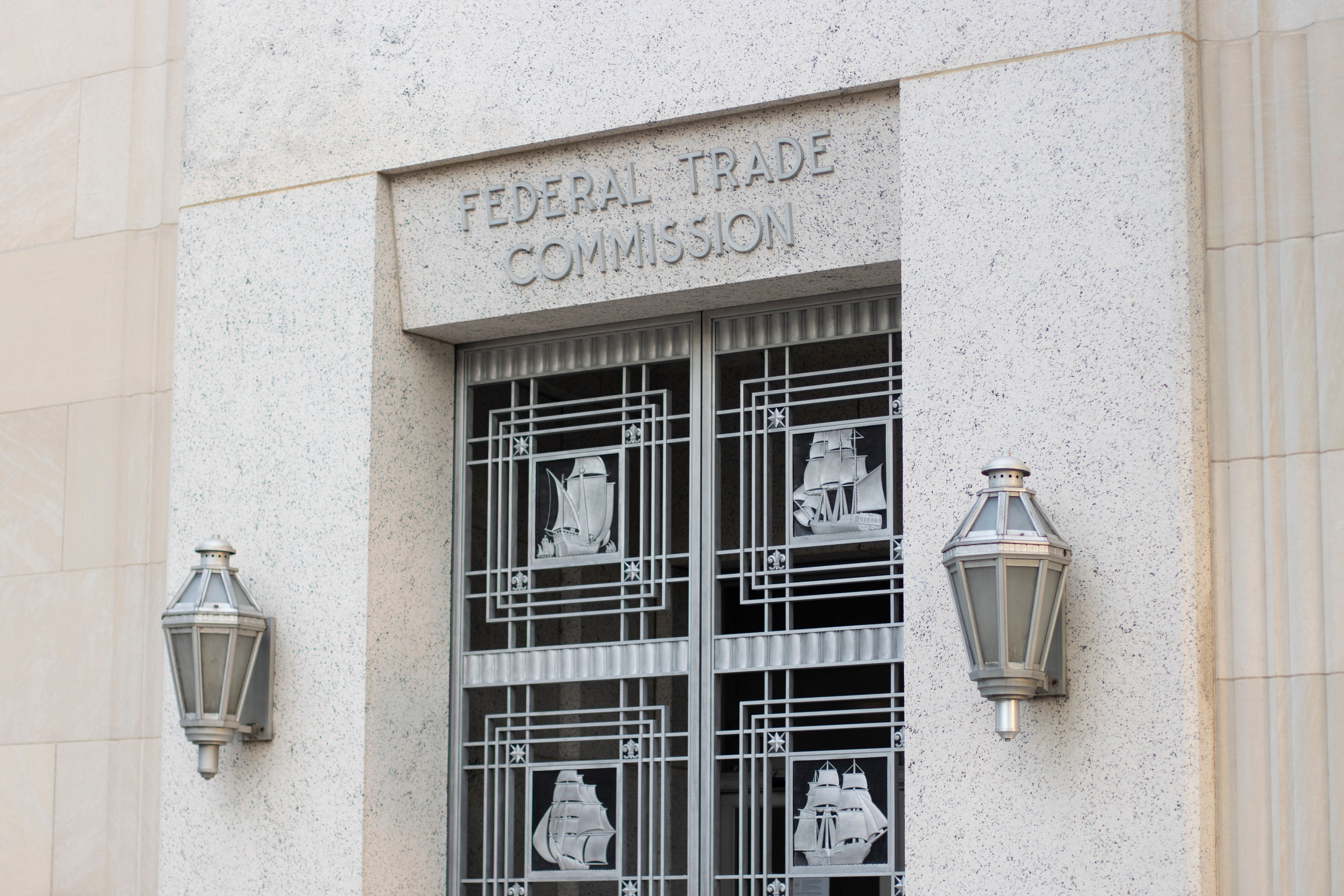 One of the entrances to the Federal Trade Commission building in Washington, DC.