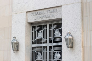 One of the entrances to the Federal Trade Commission building in Washington, DC.