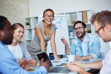 Smiling employees