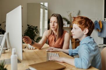 Parent and child at computer