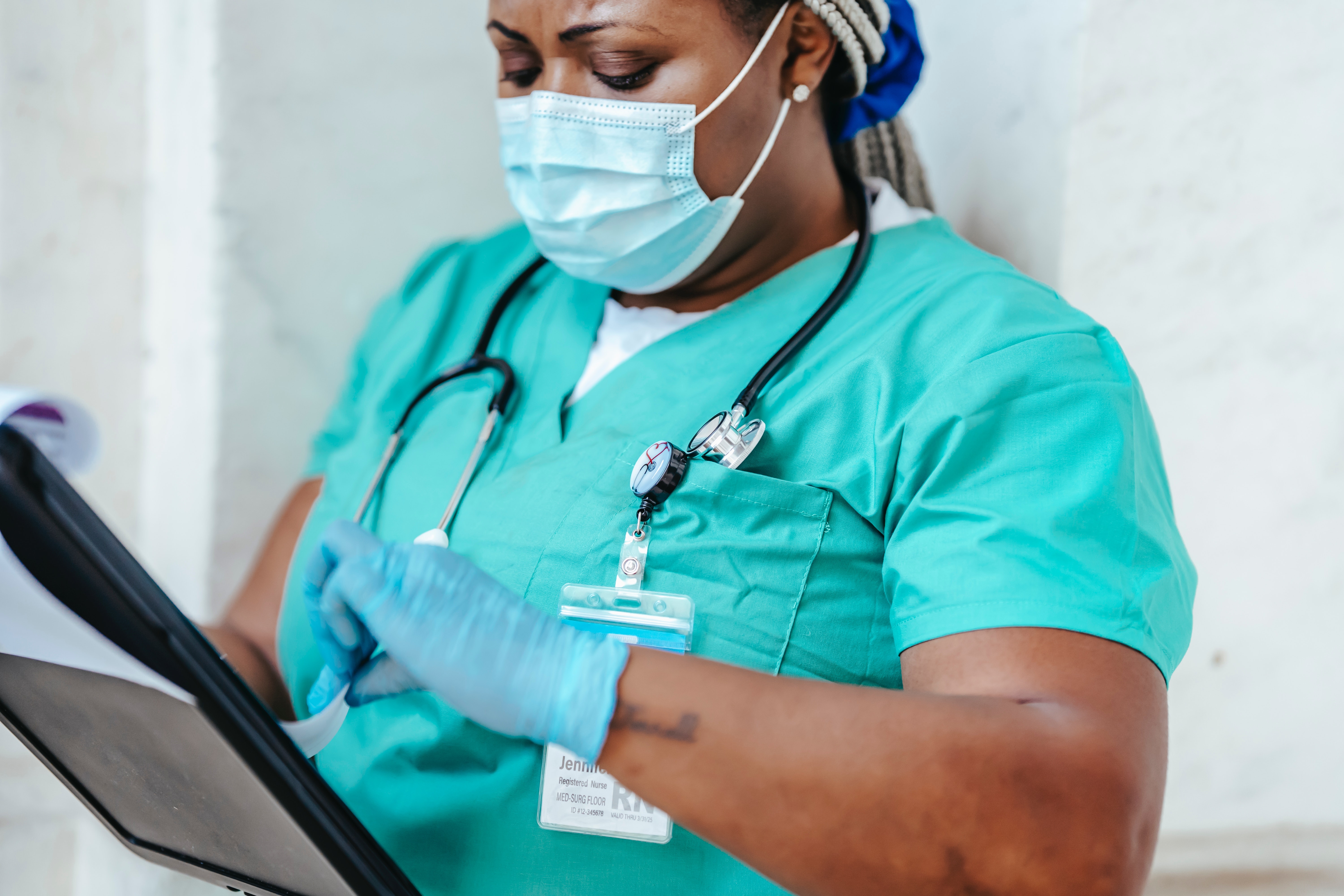 Nurse on tablet