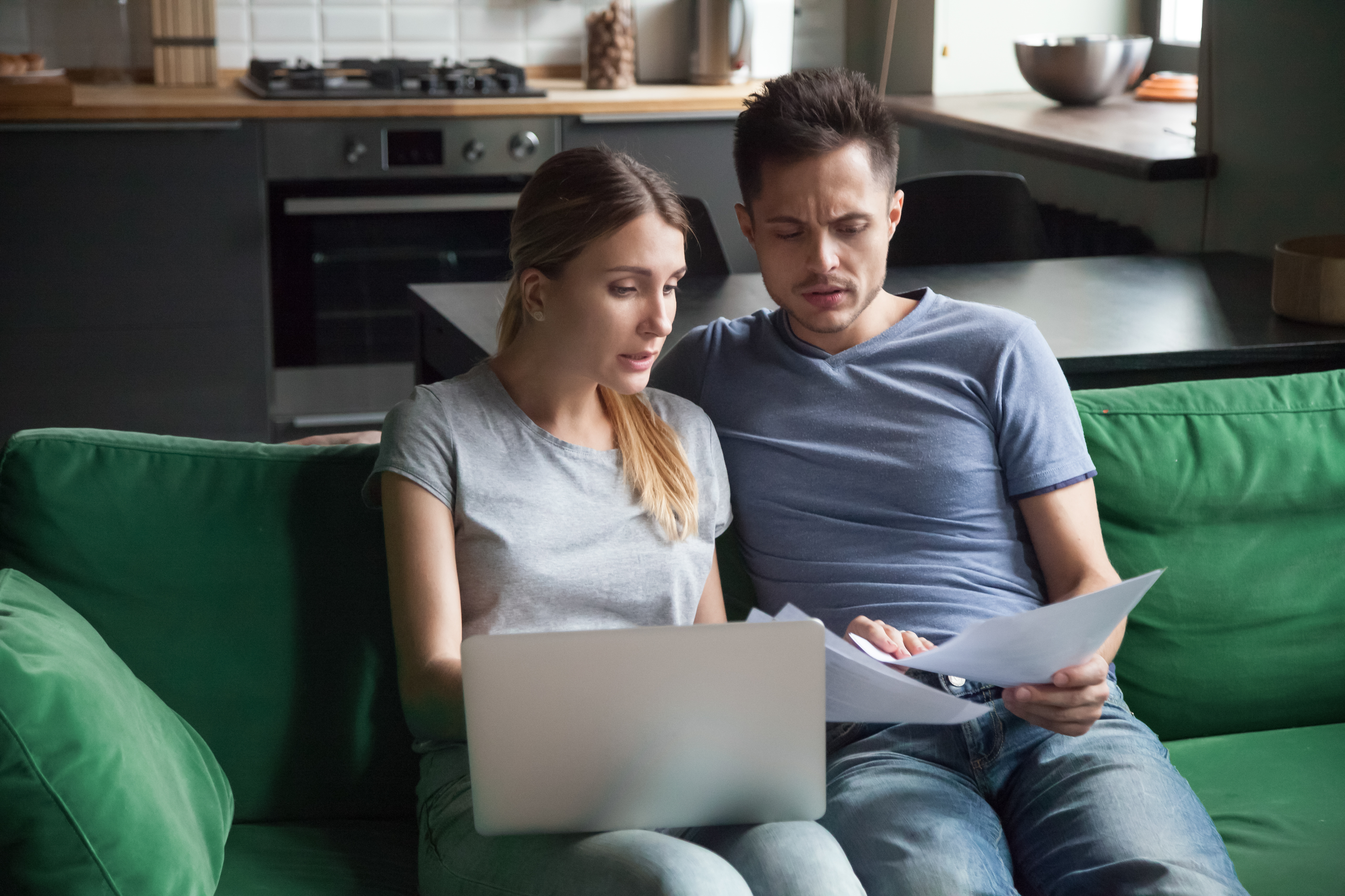 Couple reviewing paperwork