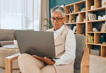 Working on laptop