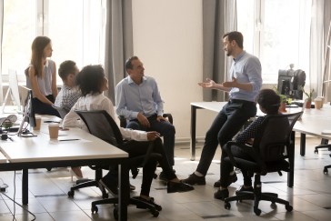 Employees talking