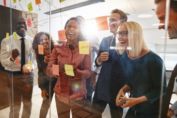 Employees laughing
