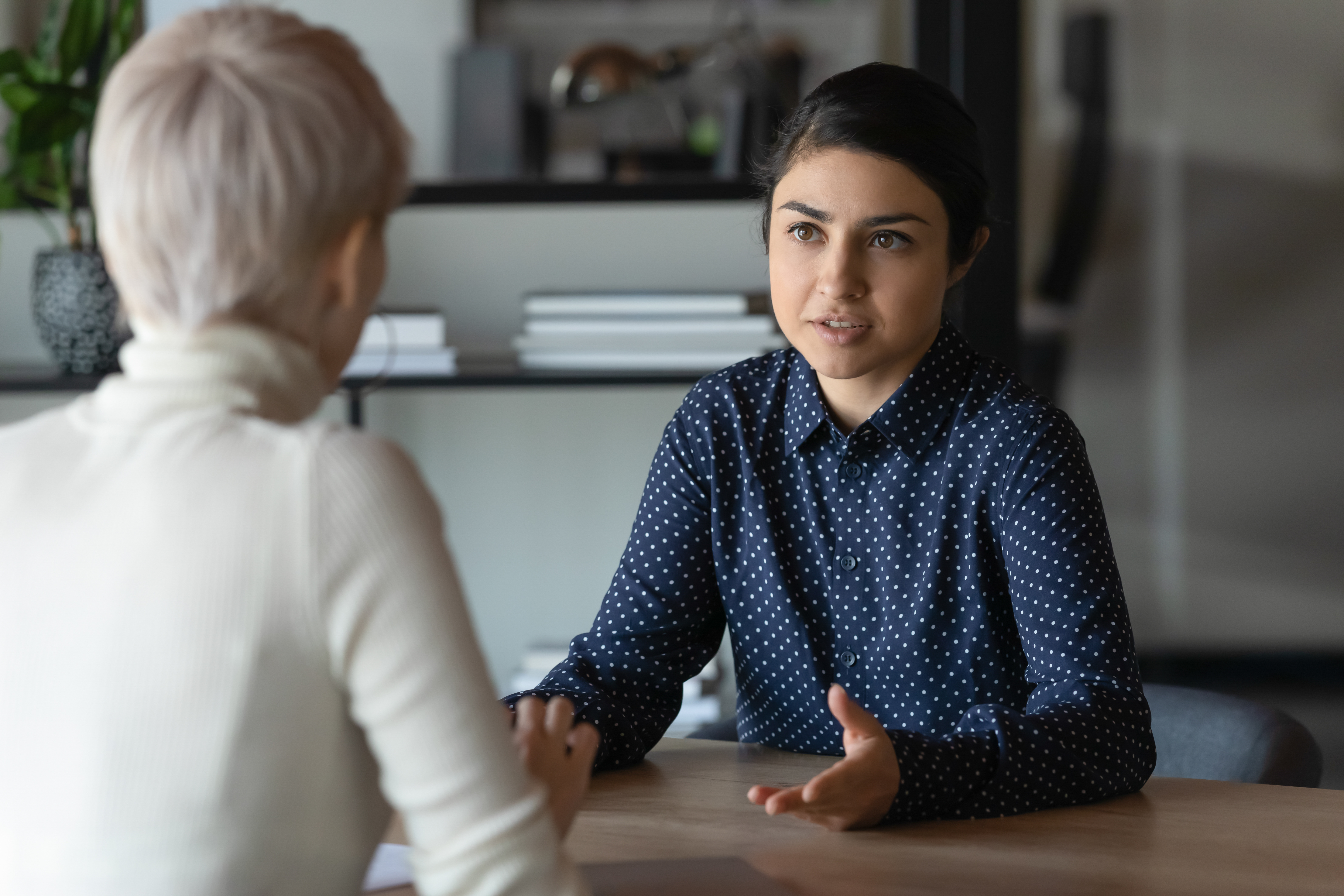 Employee having a discussion with manager