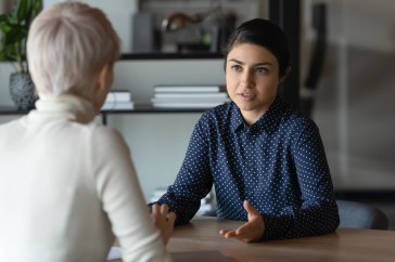 Employee having a discussion with manager
