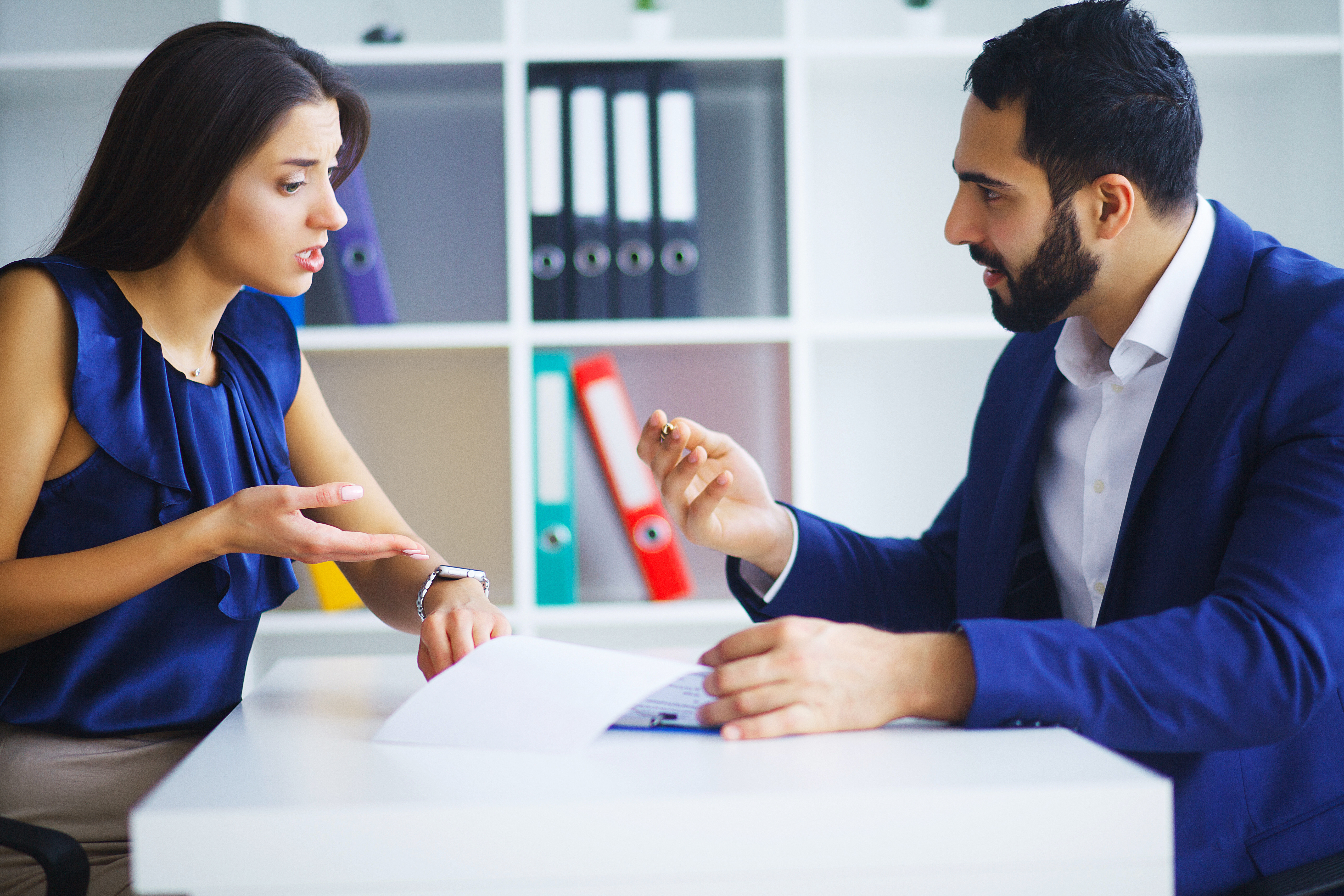 Two employees having disagreement