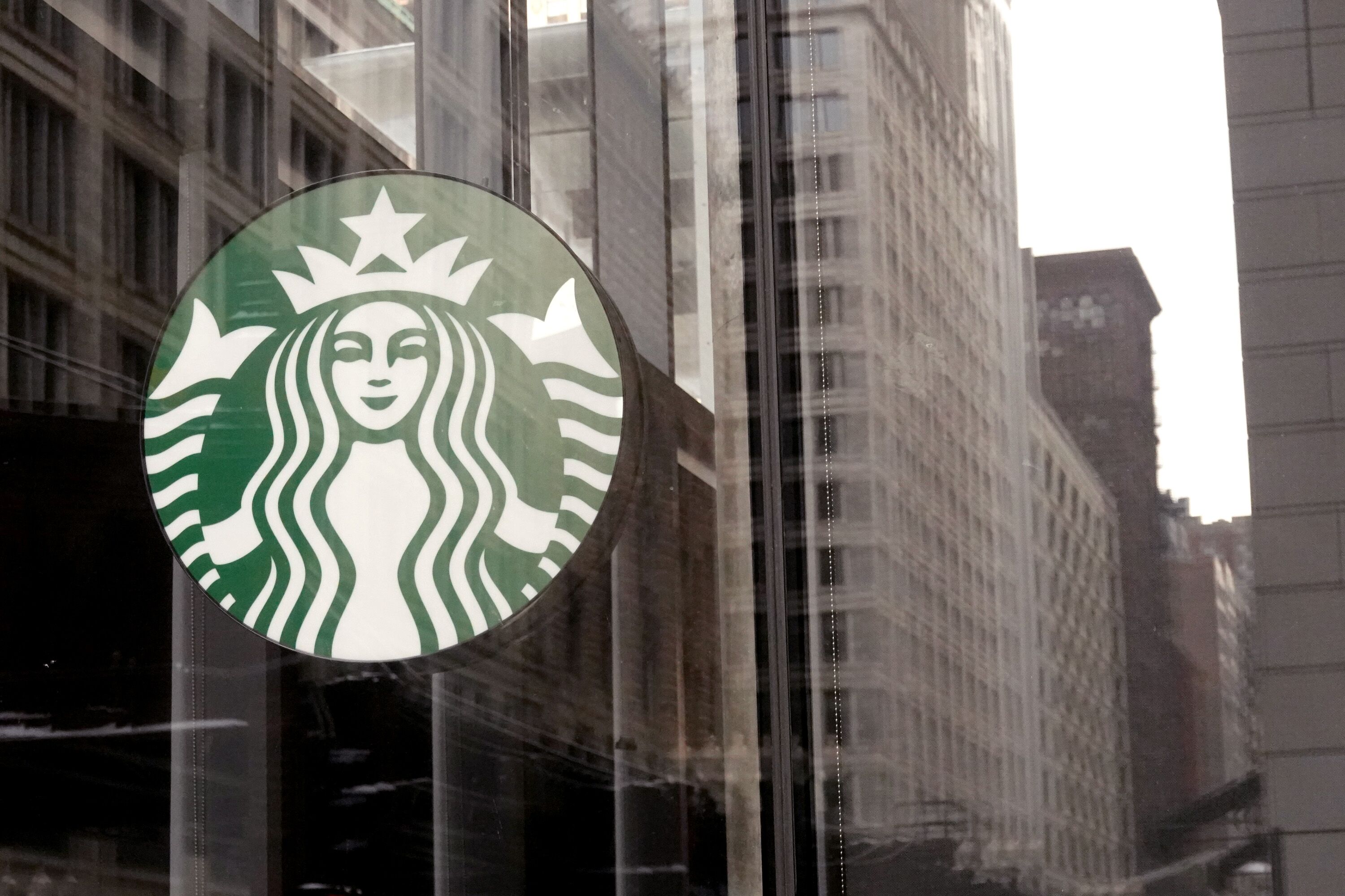 Exterior of a Starbucks store with the logo sign visible