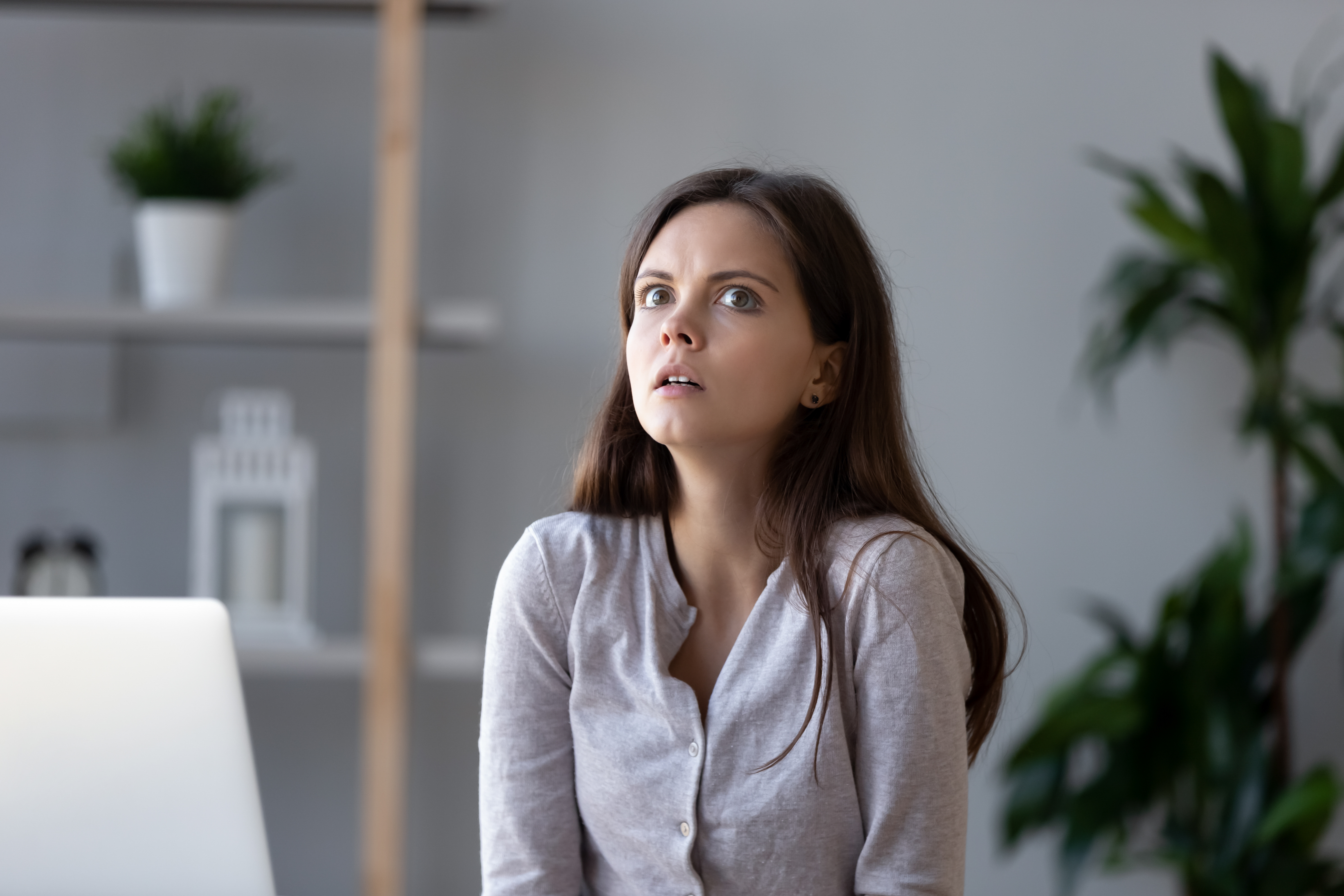 Woman looking scared