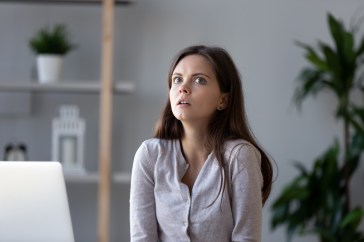 Woman looking scared