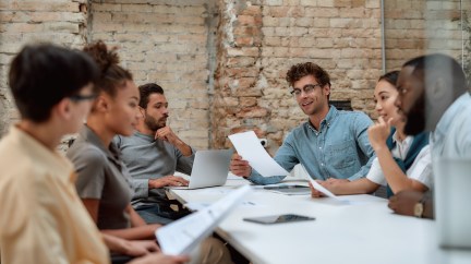 Young employees at work.