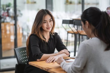 Woman being interviewed for a job
