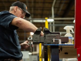 A worker on an assembly line
