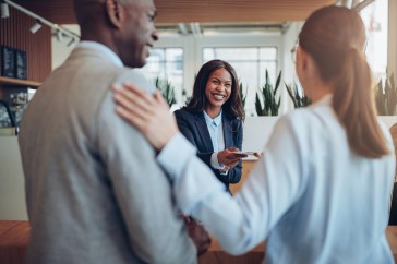 Employees talking to each other in the office