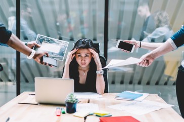 Woman distracted at work