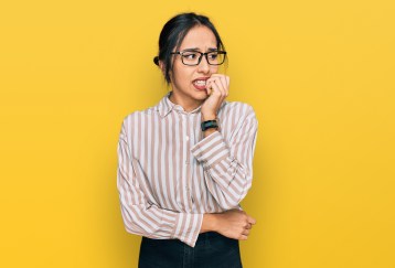 Woman looking nervous.