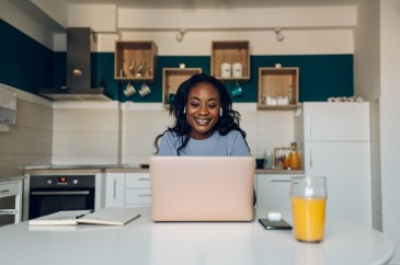 Woman working from home.