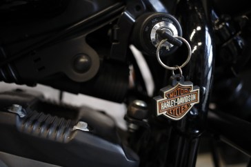 Harley-Davidson keychain connected to the key in the motorcycle