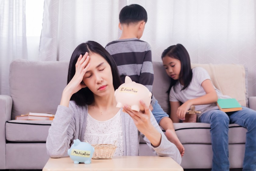 Asian family, mother worried about money, medication and education
