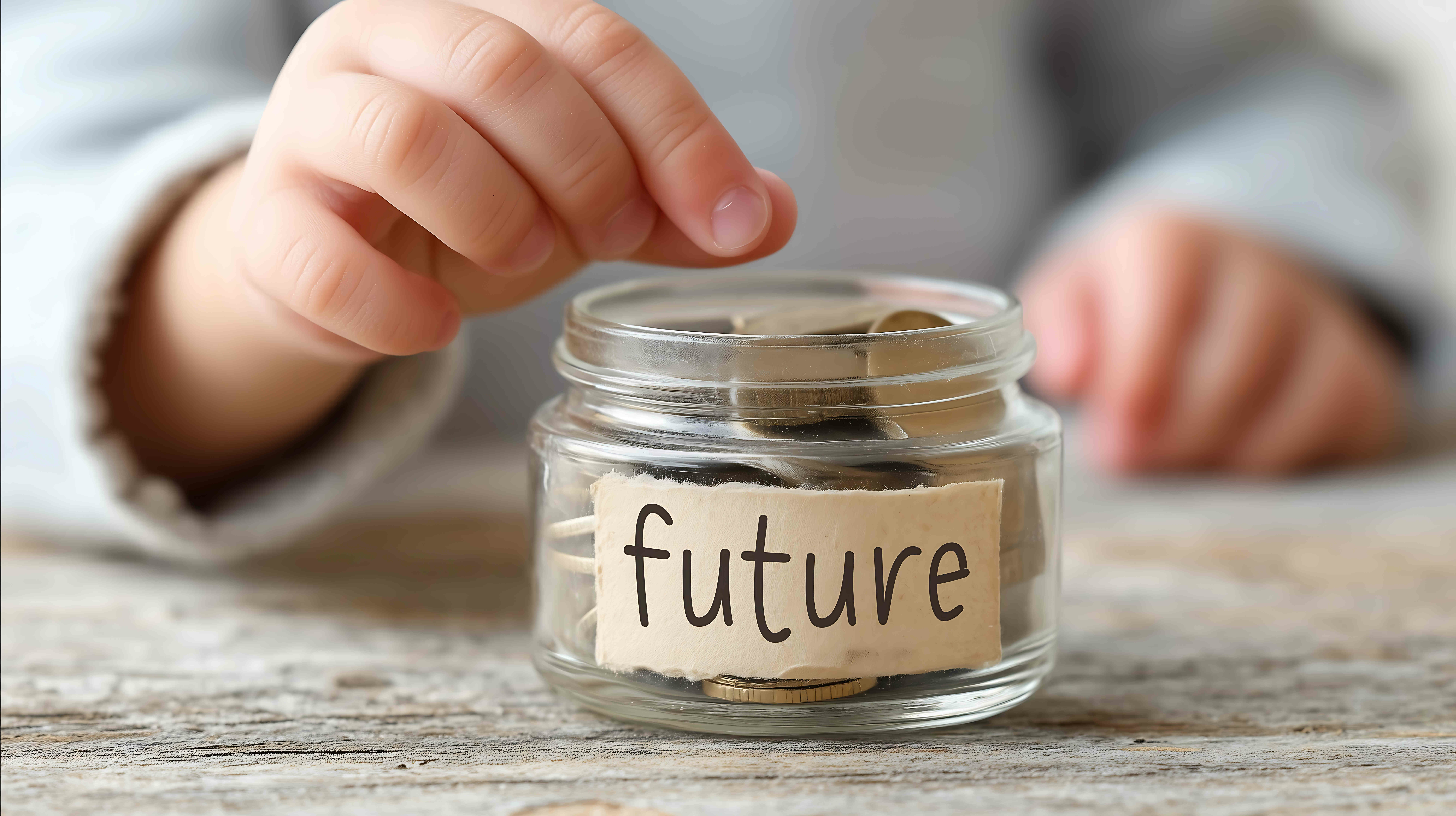 person adding money to their savings for future