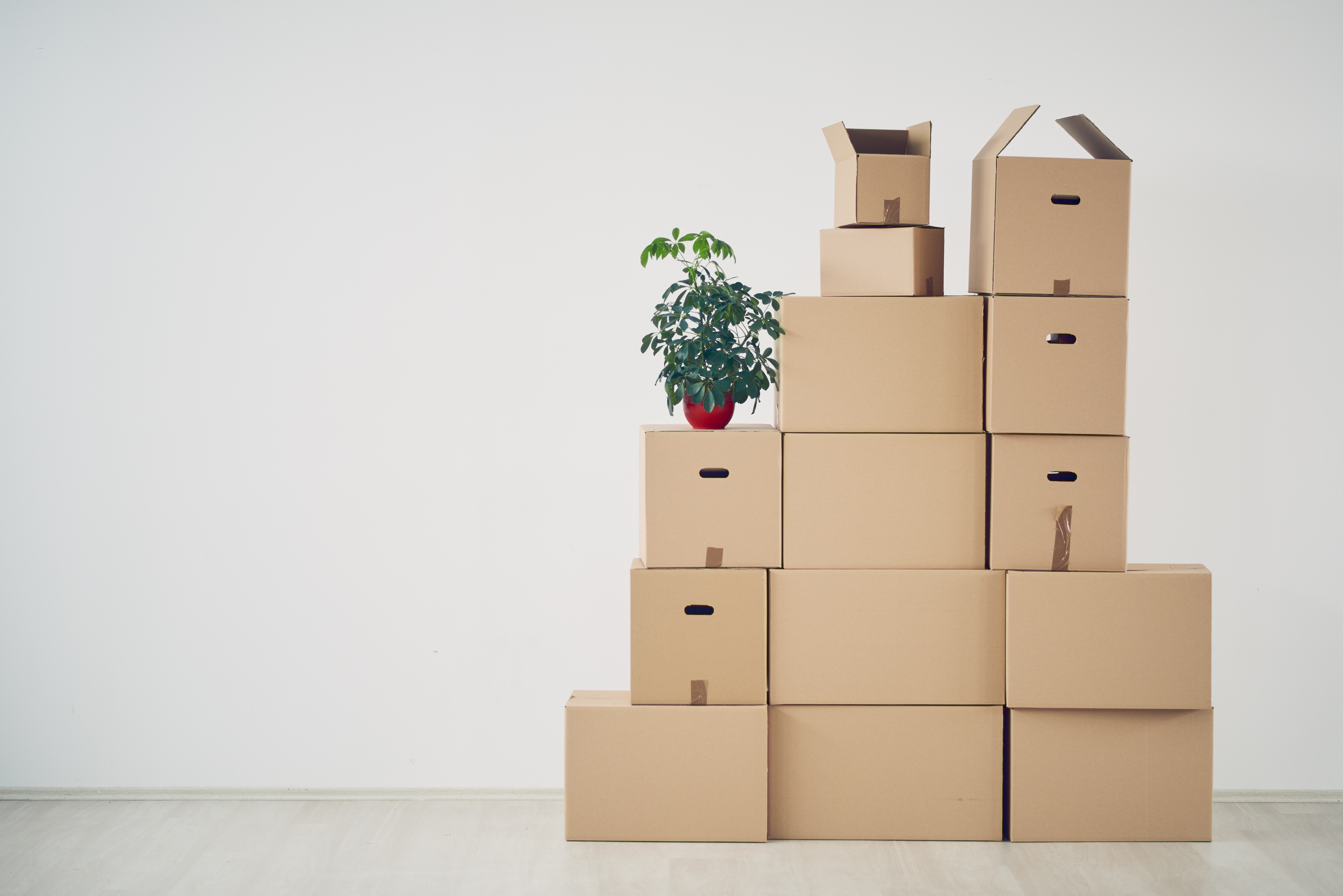 Stack of moving boxes