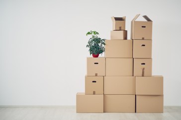 Stack of moving boxes