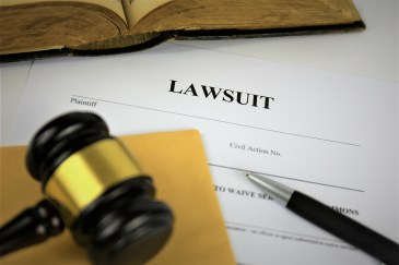 Court related images on a desk