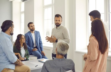 Employees talking