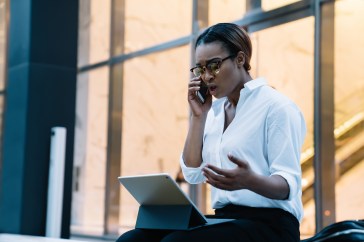 Woman getting upset about work