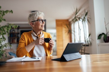 Woman looking at her iPad