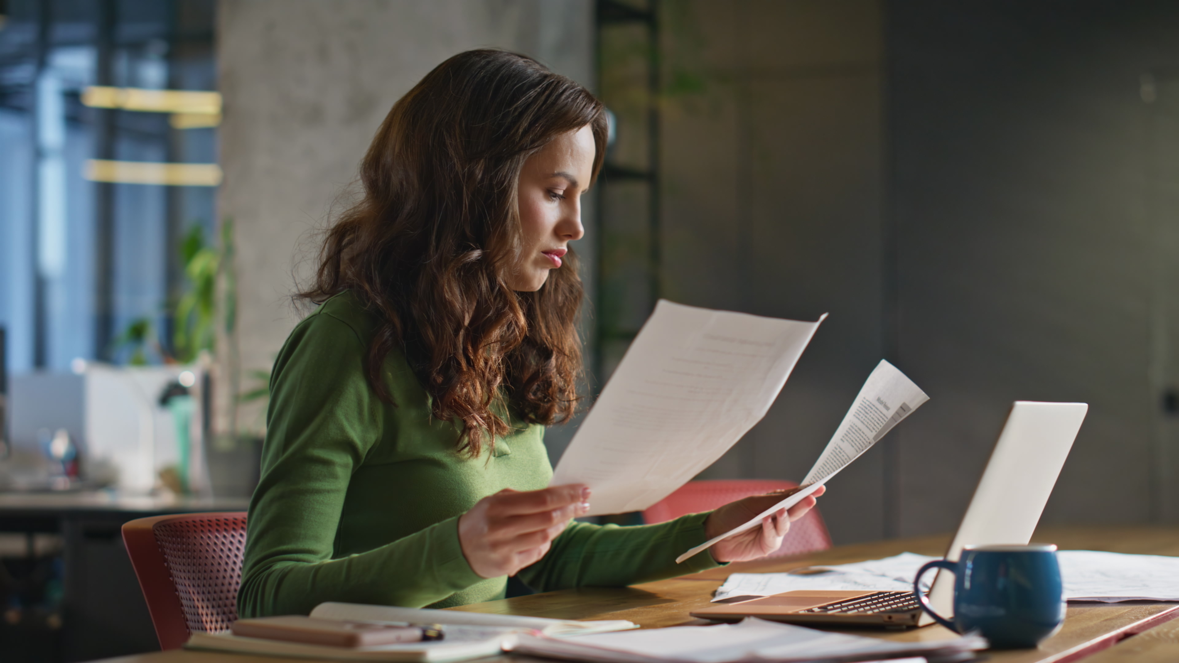 Woman reviewing paperwork