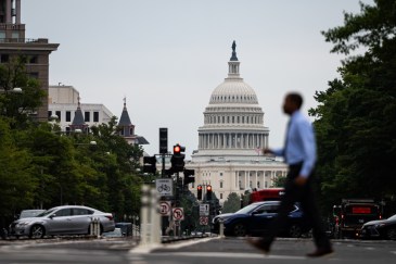 Person walking through Washington DC