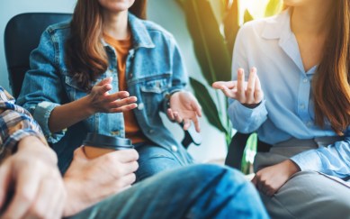 Women talking at work