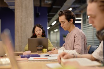 Younger workers at a coworking space