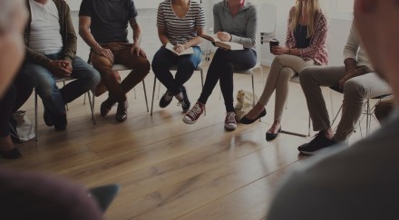 People sitting in circle, treatment, counseling