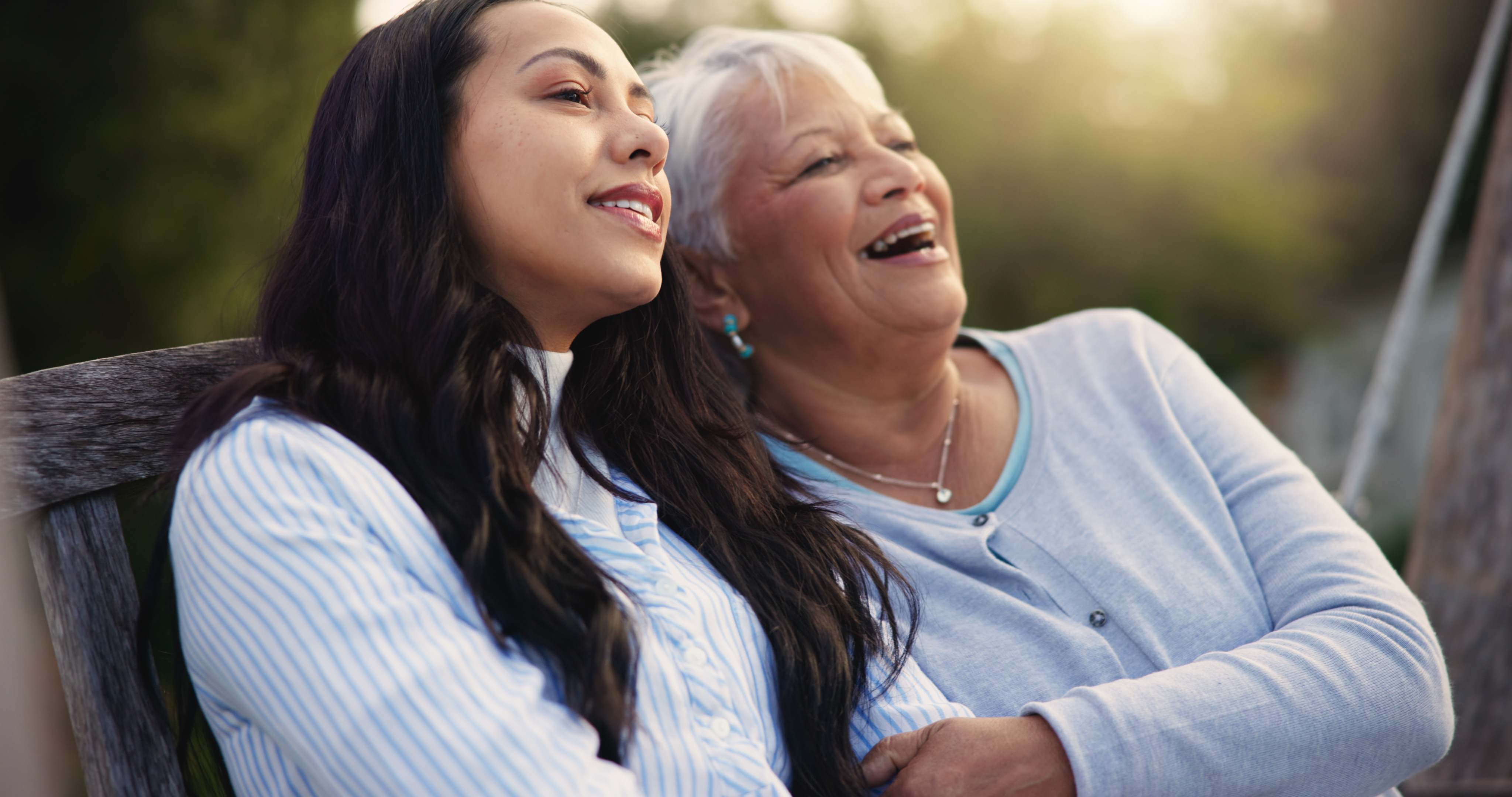 Woman sitting with her mother