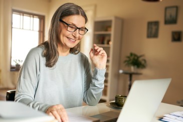 Woman working on laptop computer