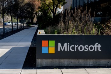 Microsoft sign outside of office building