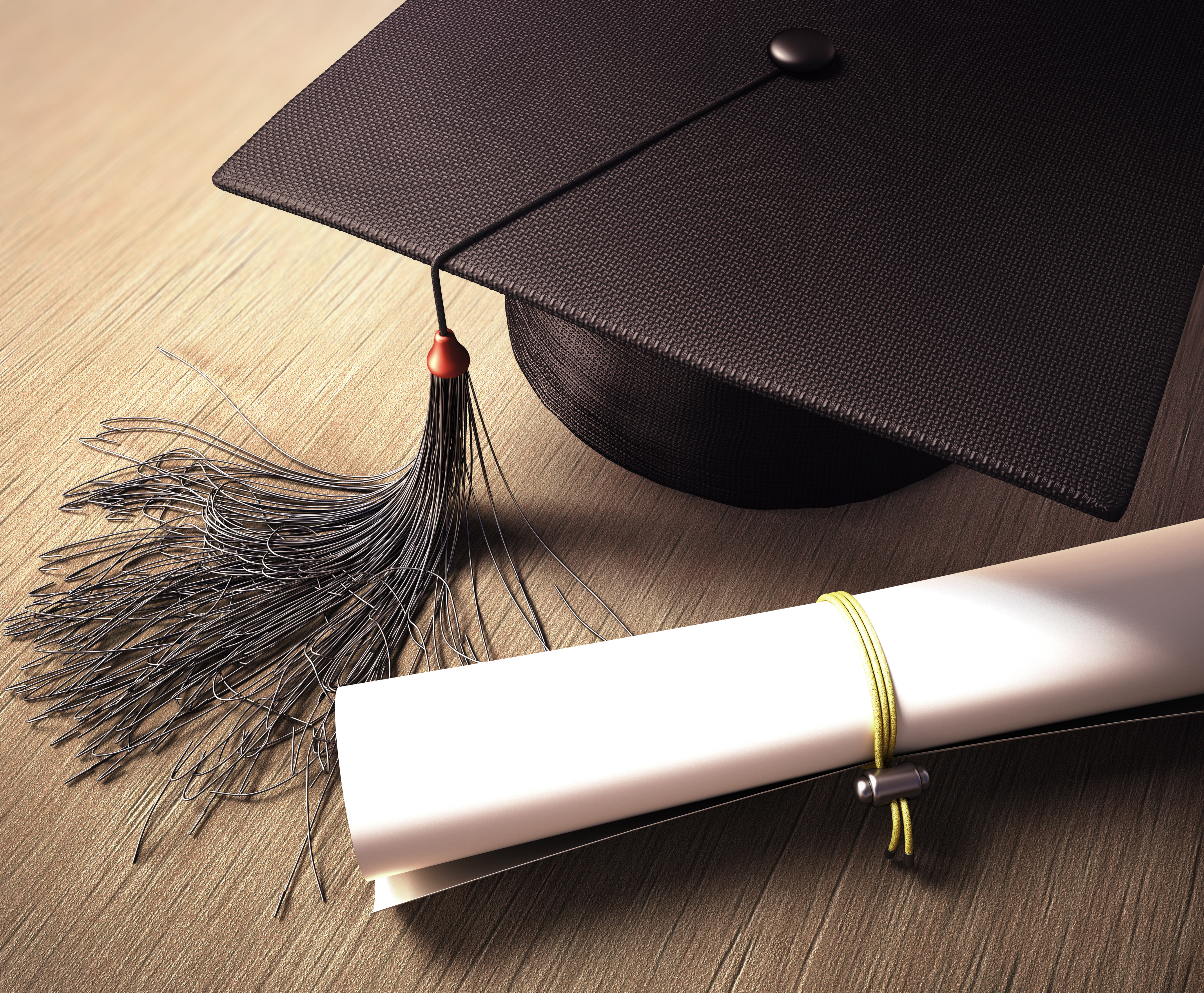 Graduation cap and diploma