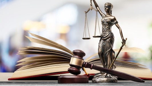 Symbol of justice, gavel, book