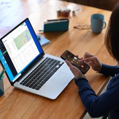 Woman using security panic technology