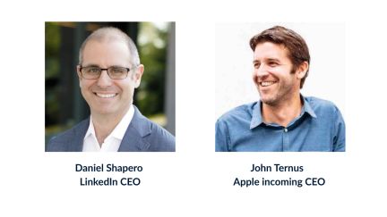 Daniel Shapero, LinkedIn CEO (left) and John Ternus, Apple's incoming CEO