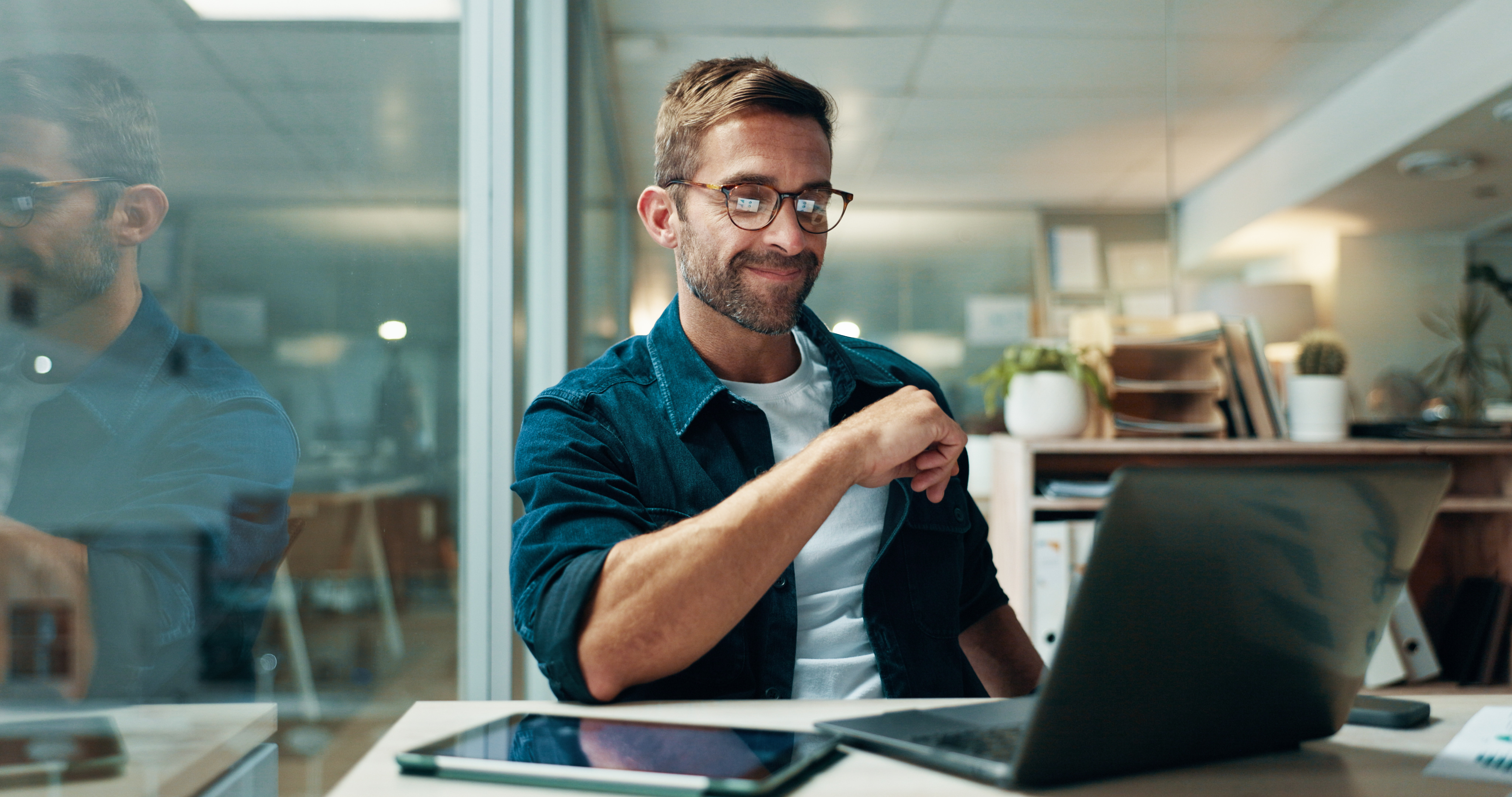 Man working on laptop