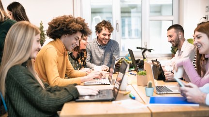 Young people in co-working creative space.