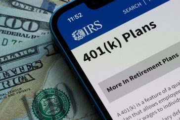 The 401(K) Plans page on the IRS website is seen on an iPhone. 401(k) plans are employer-sponsored defined-contribution pension.